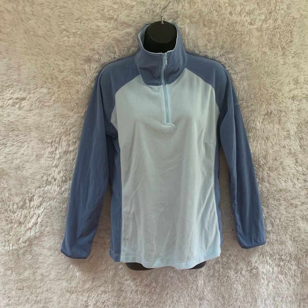 Ladies XL Columbia Half Zip Fleece Sweater In Blue/Baby Blue